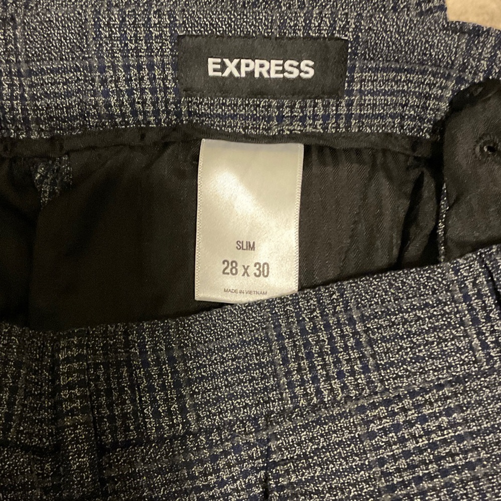 Express Navy Checkered Pants - Picture 2 of 5